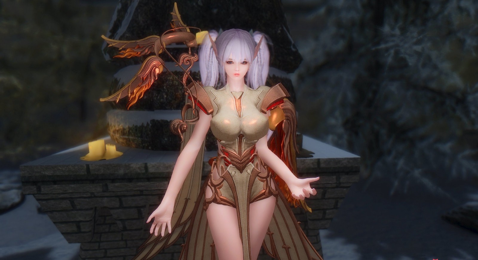 上古卷轴5:天际 剑灵泰天王陵时装 死或生双马尾 mod v1.