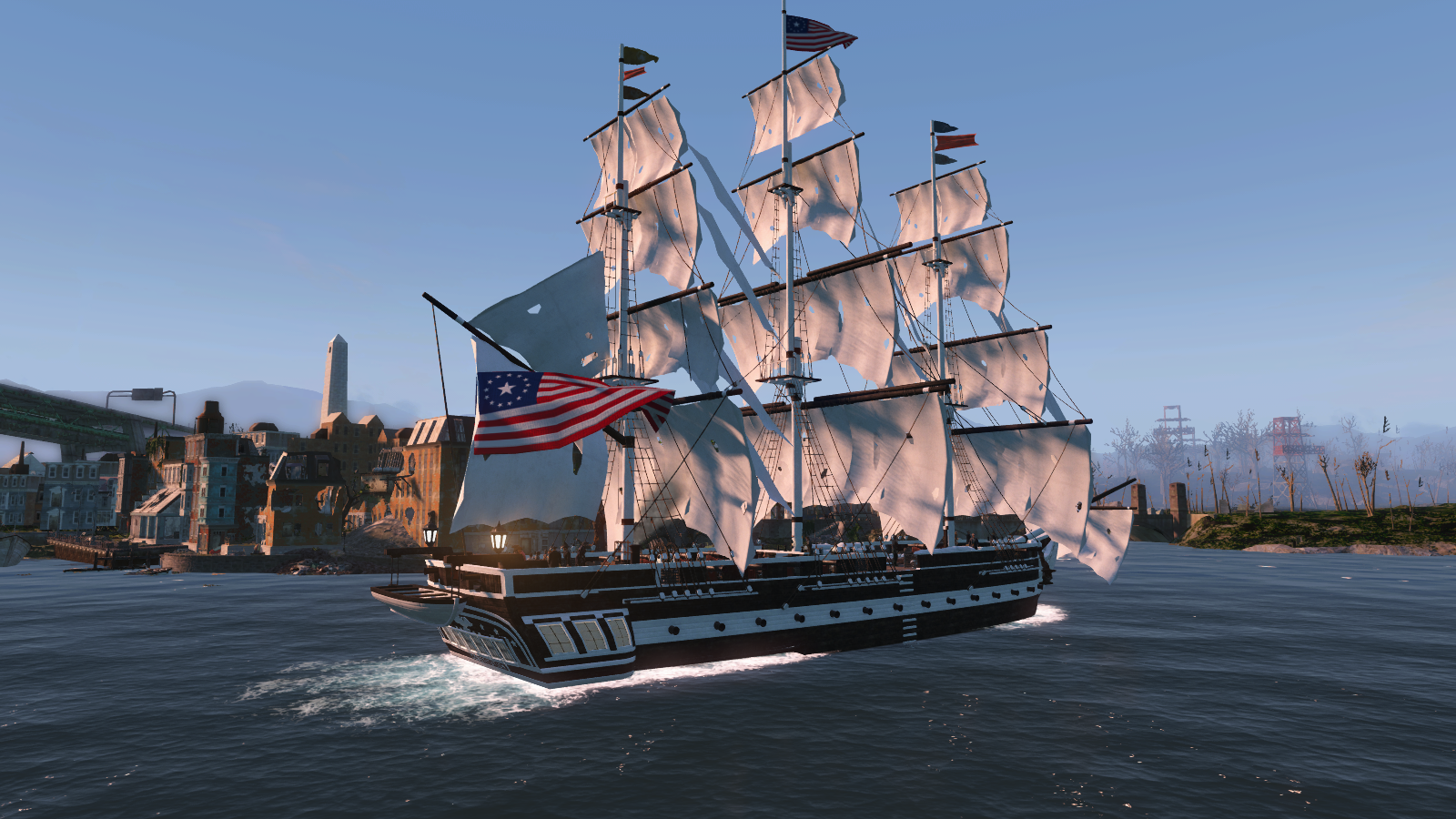 辐射4 房屋住宅 航行的宪法号,一个可移动的玩家堡垒,霸气登场 截图