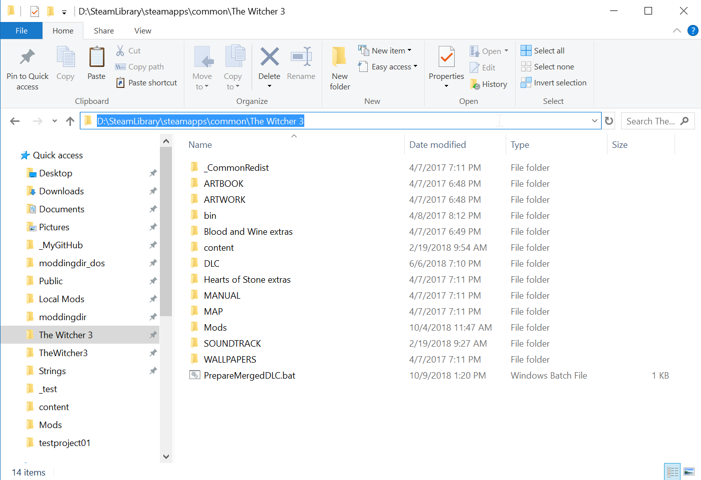 witcher 3 mods folder