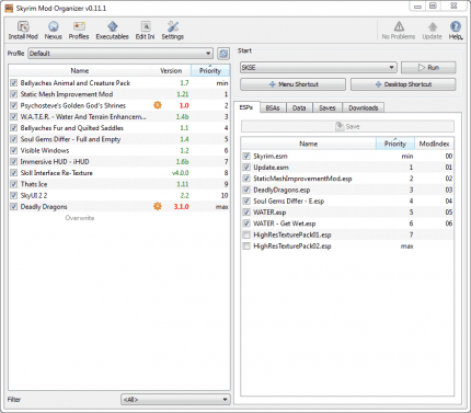 Скайрим вылетает mod organizer