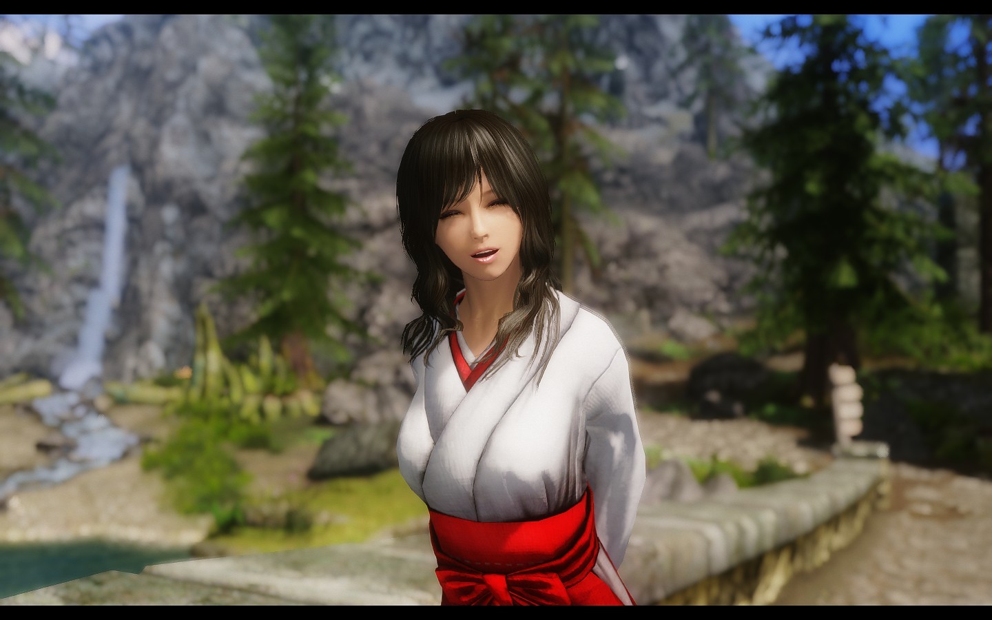 上古卷轴5:天际 随从模组 东方风格的妹子数据:小巫女 截图