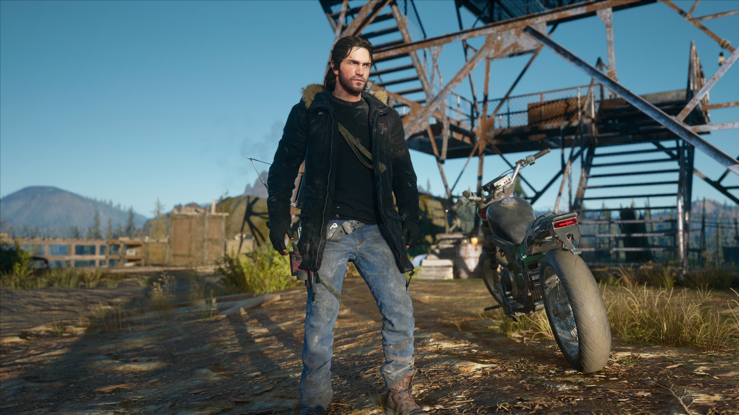 deacon黑色夹克和针织手套