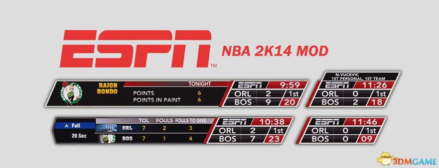 nba2k14 全新espn记分牌套件下载_v版本_nba2k14 mod下载-3dm mod站