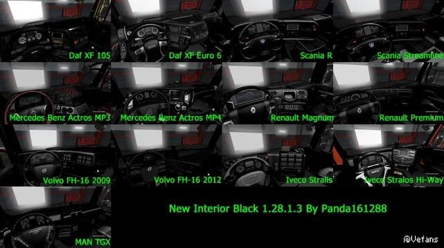 欧洲卡车模拟2 v1.28全卡车全新黑色内饰MOD
