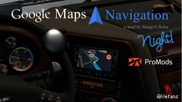 欧洲卡车模拟2 v1.28谷歌导航夜间promods版MOD