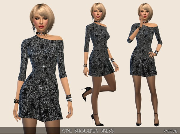 模拟人生4 v1.31可爱的单肩礼服连衣裙MOD