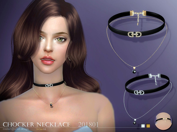 模拟人生4 S-ClubF201801女士皮项圈黑珍珠项链套装MOD